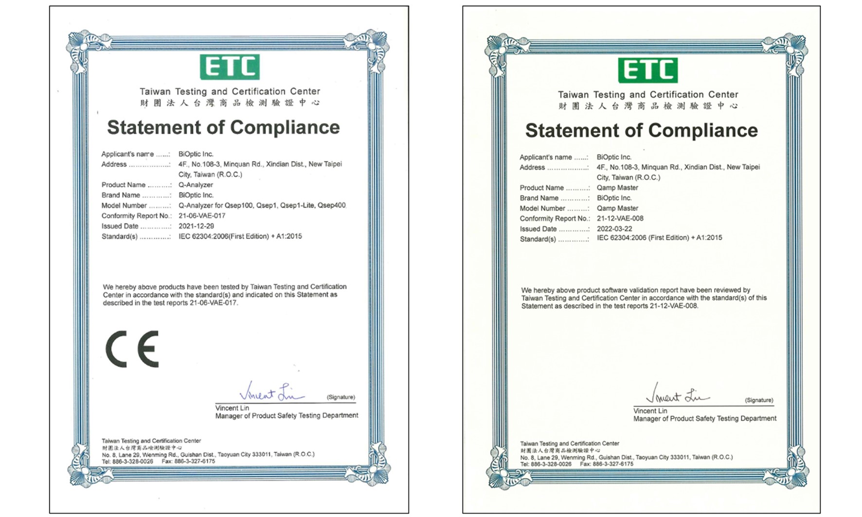 Congratulations! BiOptic's Analysis Software has certified by IEC 62304!
